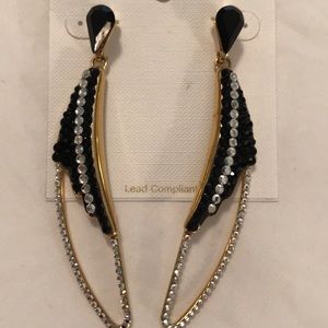 Vintage Gold with B&W Rhinestones Earrings